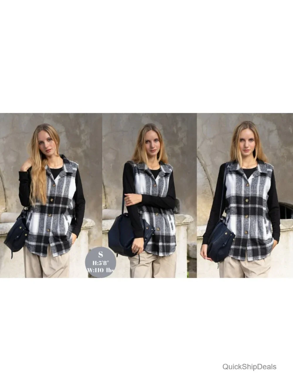 Zeagoo Plaid Flannel Vest for Women Sleeveless Button Down Lapel Collar